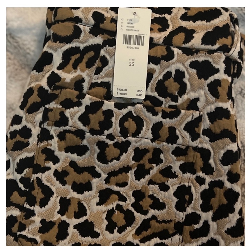 🟠NWT MAEVE by ANTHROPOLOGIE High-Rise Crop Wide-Leg Pants/Animal Print Sz25 - Picture 6 of 6
